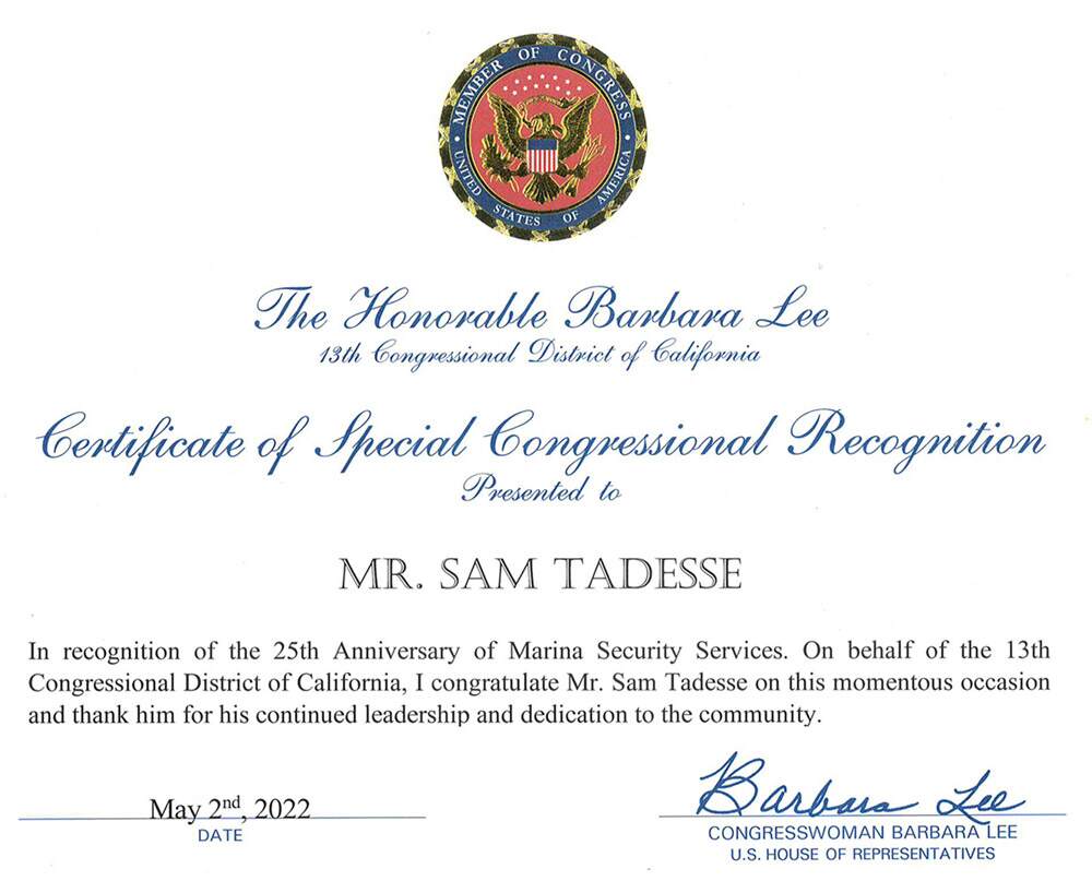 Congresswoman Barbara Lee Issues Special Proclamation